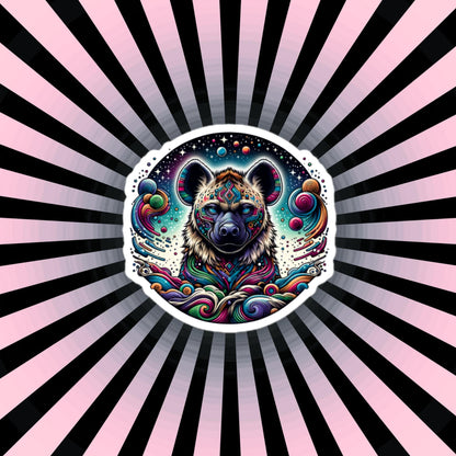 Galactic Cosmic Weirdcore Colorful Hyena Waterproof Vinyl Sticker