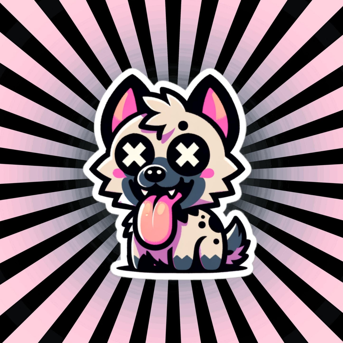 Creepy Cute Weirdcore Kawaii Hyena Waterproof Grunge Vinyl Sticker