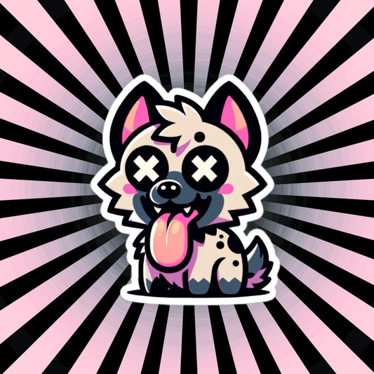 Creepy Cute Weirdcore Kawaii Hyena Waterproof Grunge Vinyl Sticker