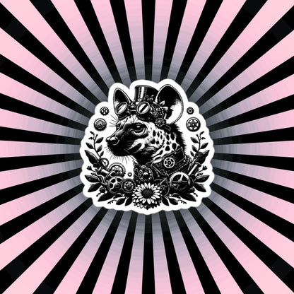 Weirdcore Steampunk Floral Gears Punk Grunge Hyena Waterproof Vinyl Sticker