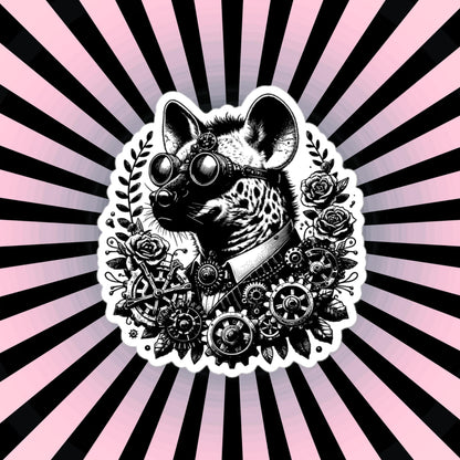 Steampunk Grunge Gears Weirdcore Hyena Waterproof Vinyl Sticker