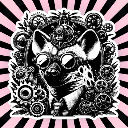Industrial Steampunk Weirdcore Hyena Waterproof Vinyl Sticker
