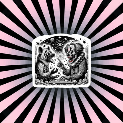 Cosmic Discussion Hyena Clown Weirdcore Waterproof Vinyl Sticker