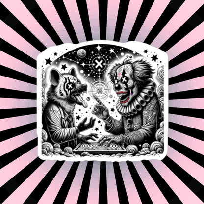 Cosmic Discussion Hyena Clown Weirdcore Waterproof Vinyl Sticker