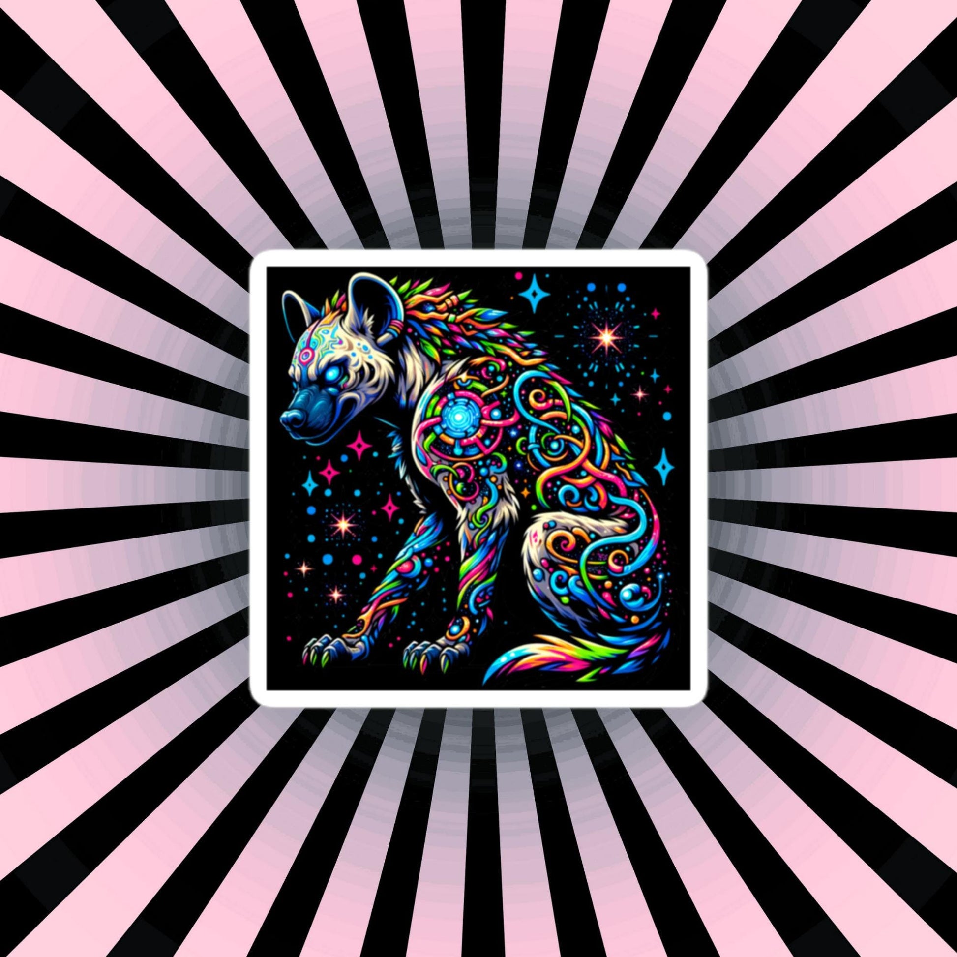 Cosmic galactic Trippy Powerful Hyena Weirdcore Trippy Waterproof Vinyl Sticker