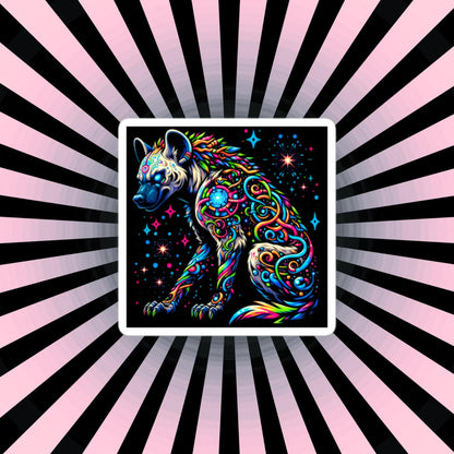 Cosmic galactic Trippy Powerful Hyena Weirdcore Trippy Waterproof Vinyl Sticker