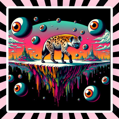 Dark Trippy Eye Balls Dimensional Art Hyena Dark Travels Waterproof Vinyl Hyena