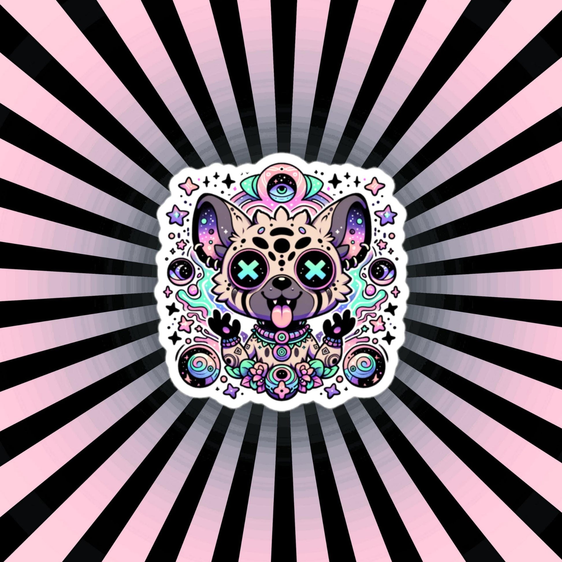 DMT Trippy Pastel Goth Creepy Cute Hyena Waterproof Vinyl Sticker