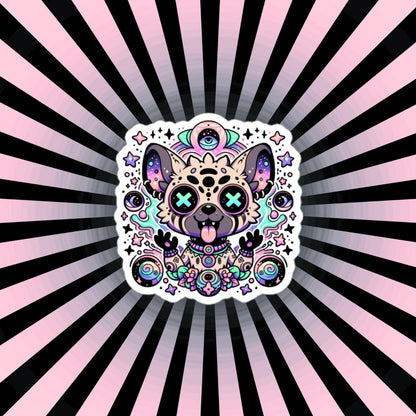 DMT Trippy Pastel Goth Creepy Cute Hyena Waterproof Vinyl Sticker