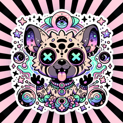 DMT Trippy Pastel Goth Creepy Cute Hyena Waterproof Vinyl Sticker
