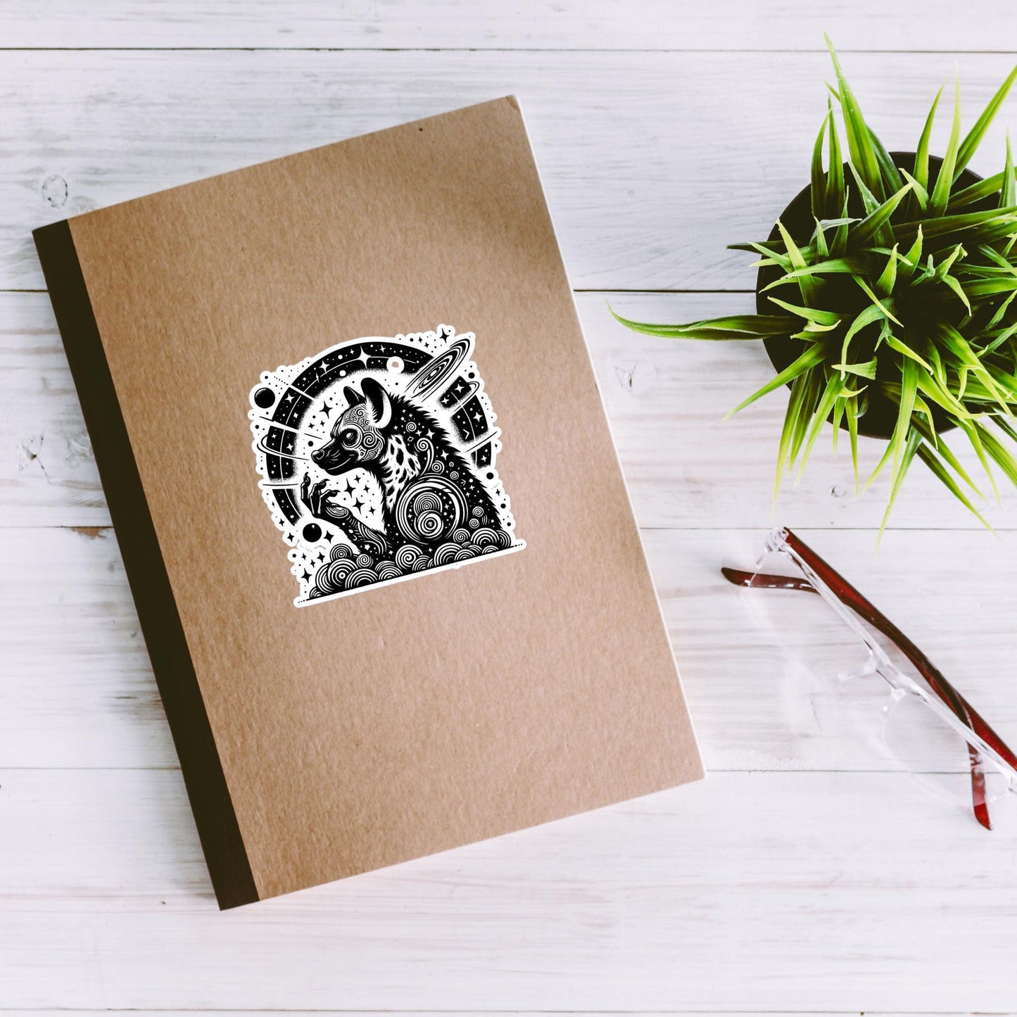 Galactic Cosmic Wisdom Grunge Gothic Hyena Waterproof Vinyl Sticker