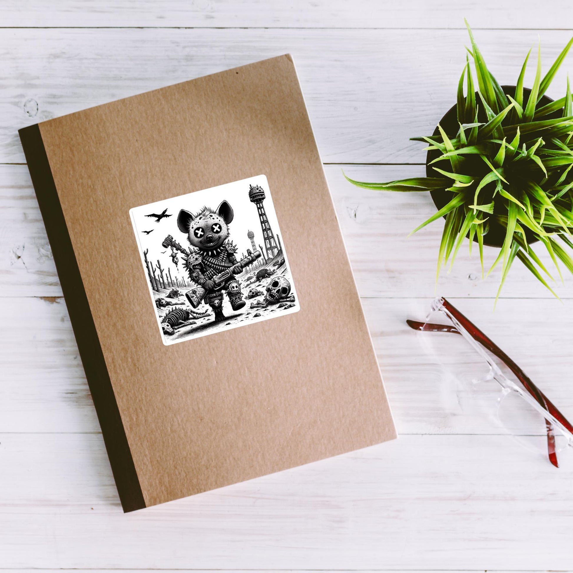 Creepy Cute Apocalypse Dystopian Hyena Waterproof Vinyl Sticker