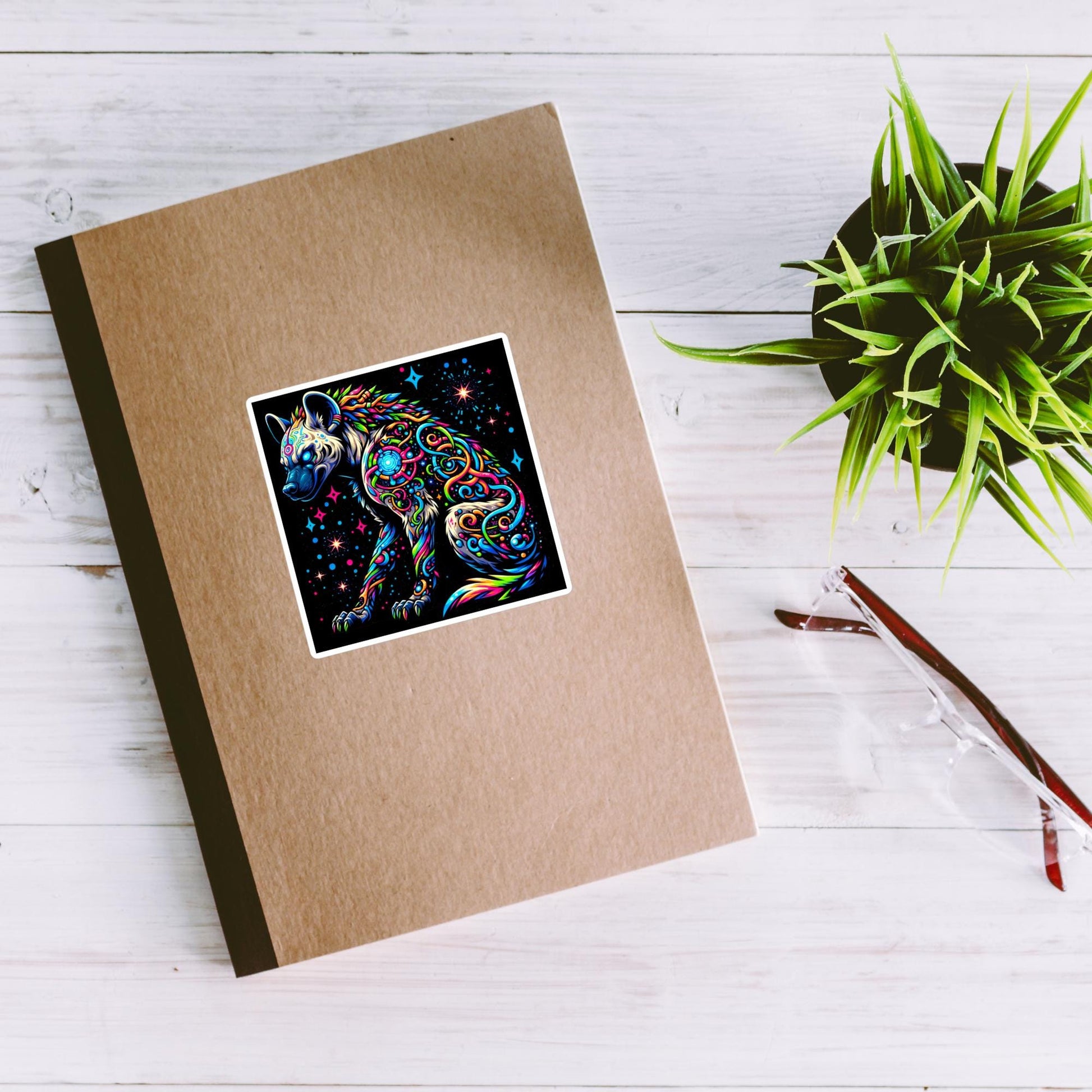 Cosmic galactic Trippy Powerful Hyena Weirdcore Trippy Waterproof Vinyl Sticker