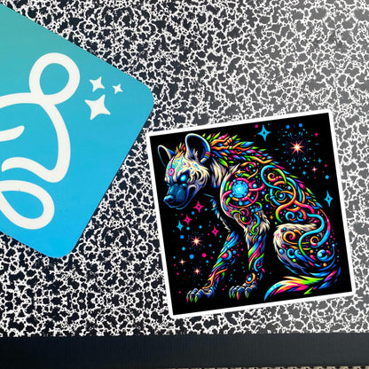 Cosmic galactic Trippy Powerful Hyena Weirdcore Trippy Waterproof Vinyl Sticker