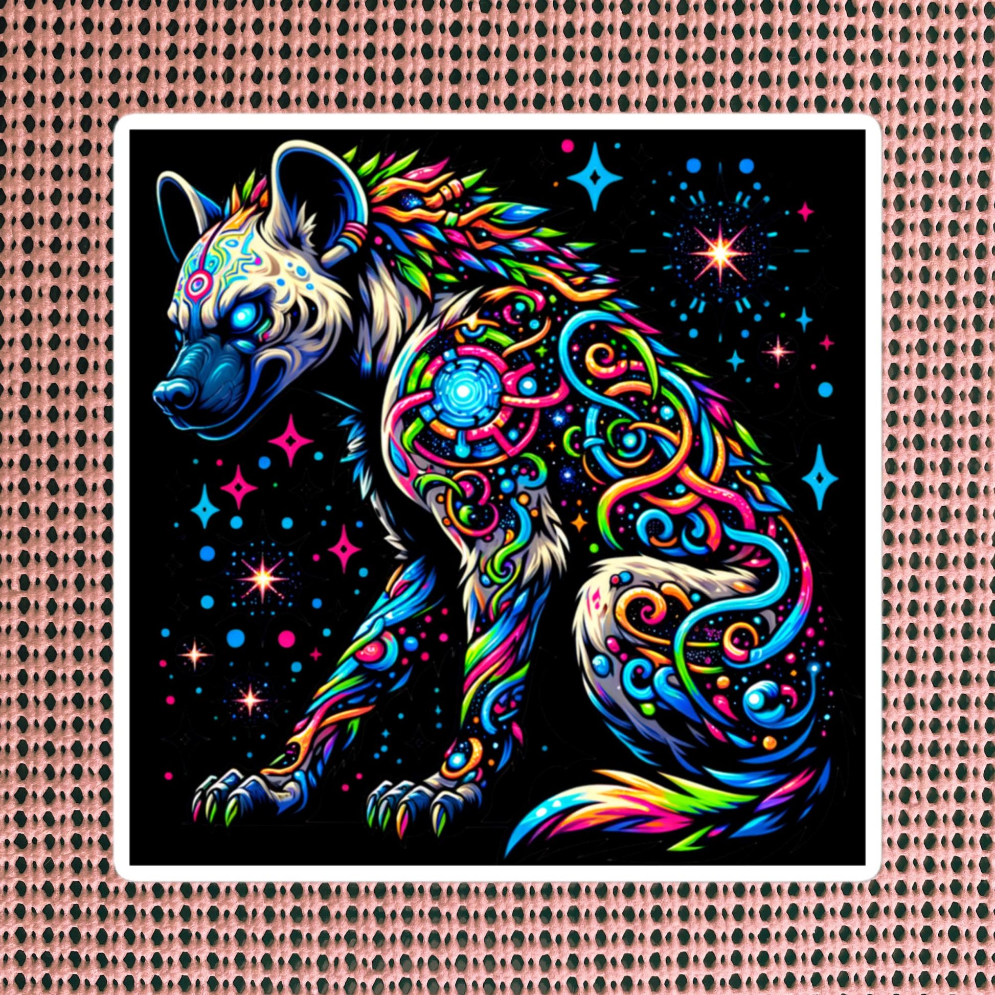 Cosmic galactic Trippy Powerful Hyena Weirdcore Trippy Waterproof Vinyl Sticker