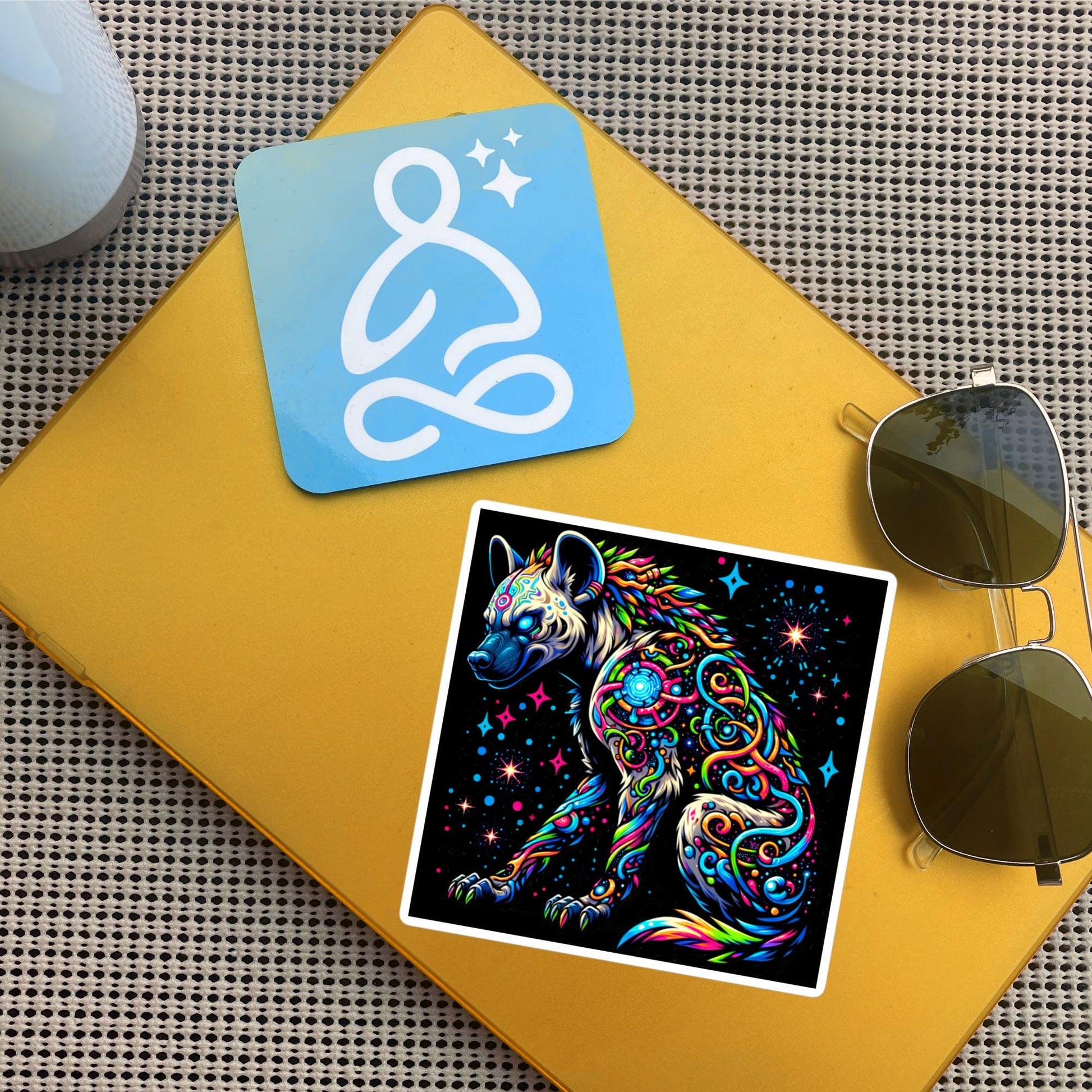 Cosmic galactic Trippy Powerful Hyena Weirdcore Trippy Waterproof Vinyl Sticker