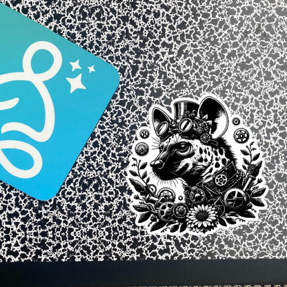 Weirdcore Steampunk Floral Gears Punk Grunge Hyena Waterproof Vinyl Sticker