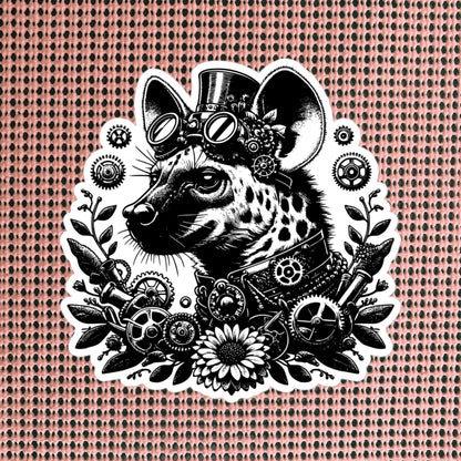 Weirdcore Steampunk Floral Gears Punk Grunge Hyena Waterproof Vinyl Sticker