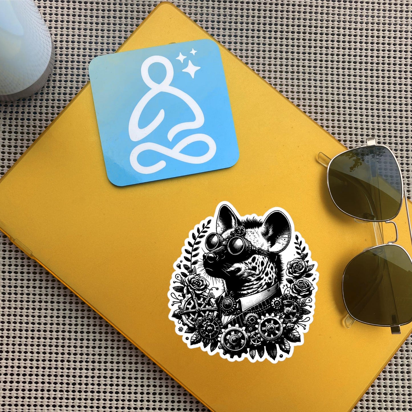 Steampunk Grunge Gears Weirdcore Hyena Waterproof Vinyl Sticker