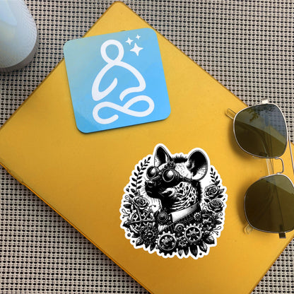 Steampunk Grunge Gears Weirdcore Hyena Waterproof Vinyl Sticker