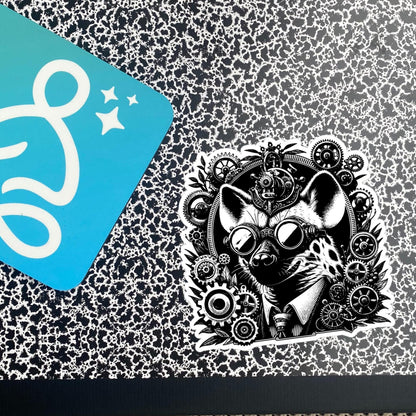 Industrial Steampunk Weirdcore Hyena Waterproof Vinyl Sticker