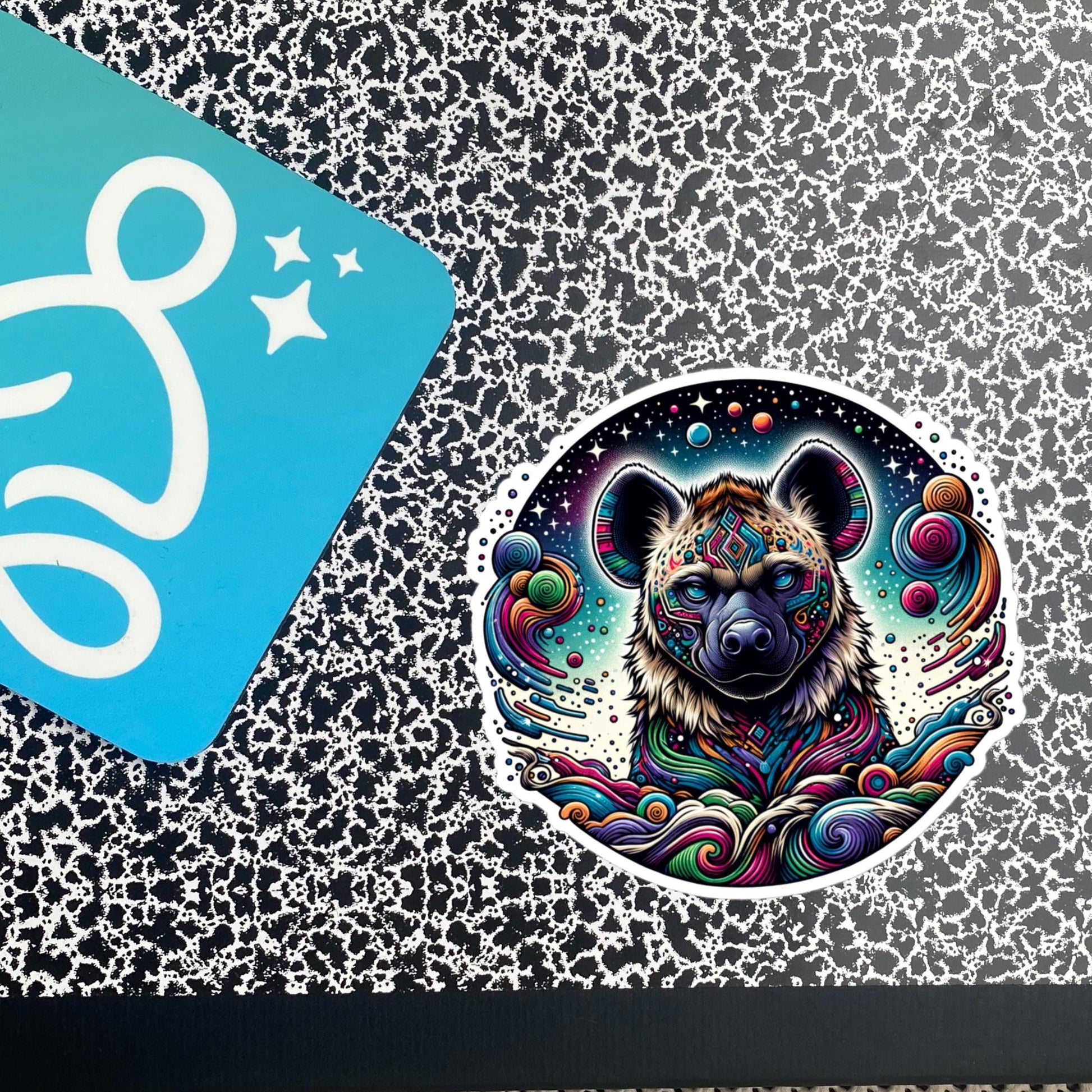 Galactic Cosmic Weirdcore Colorful Hyena Waterproof Vinyl Sticker
