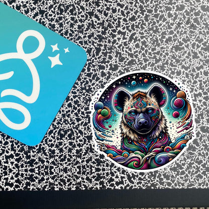 Galactic Cosmic Weirdcore Colorful Hyena Waterproof Vinyl Sticker