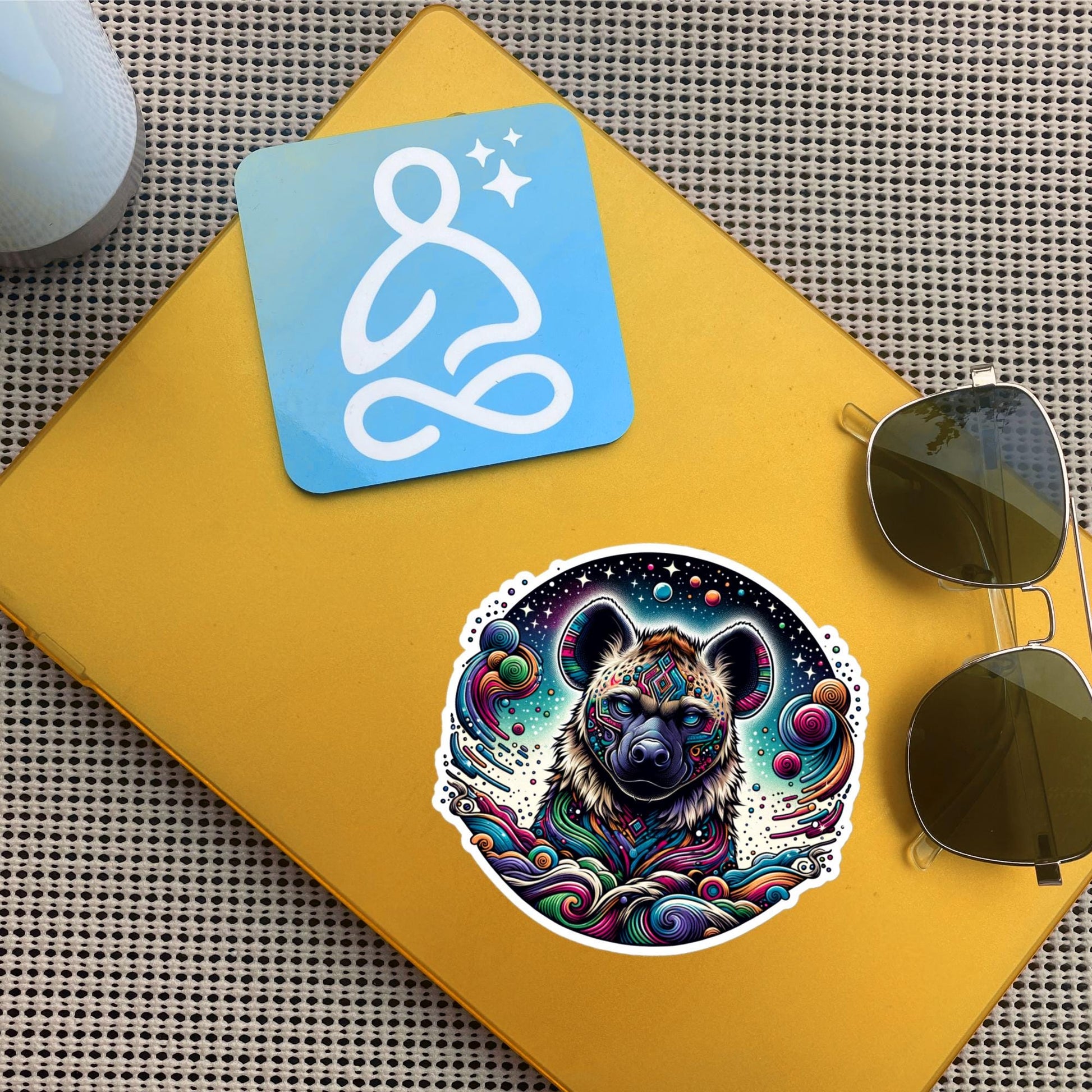 Galactic Cosmic Weirdcore Colorful Hyena Waterproof Vinyl Sticker