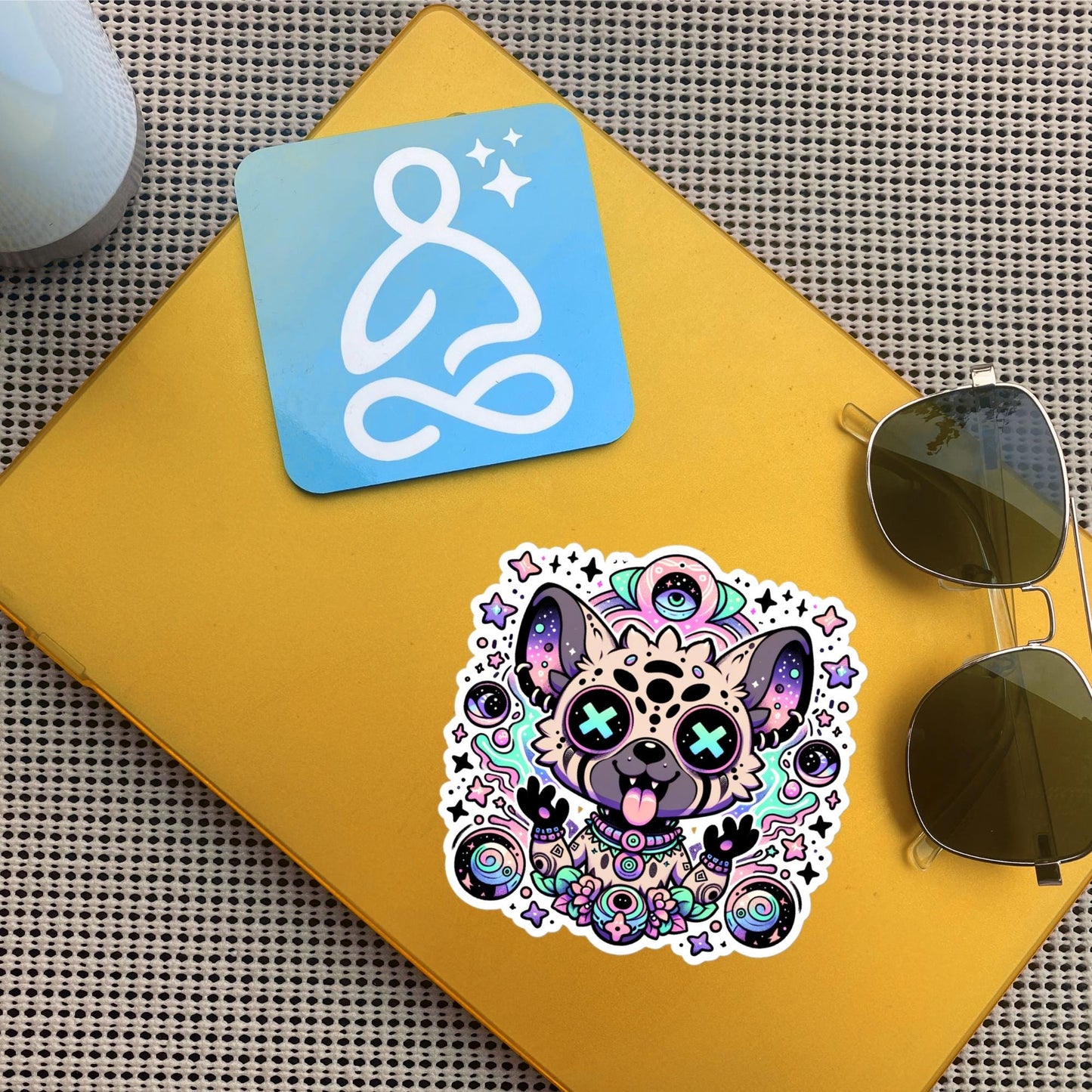 DMT Trippy Pastel Goth Creepy Cute Hyena Waterproof Vinyl Sticker