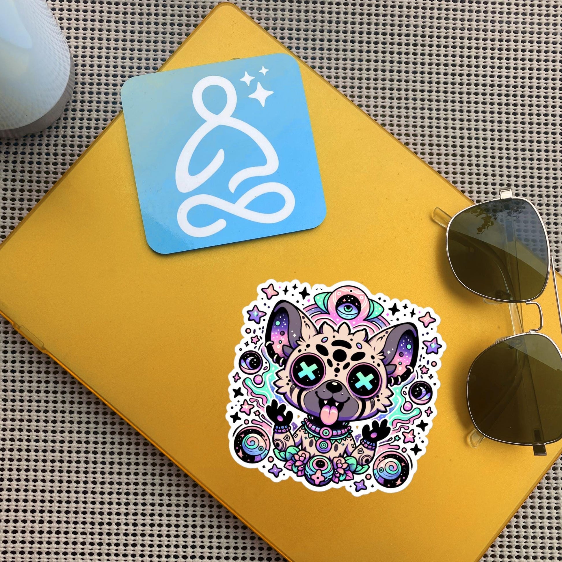DMT Trippy Pastel Goth Creepy Cute Hyena Waterproof Vinyl Sticker