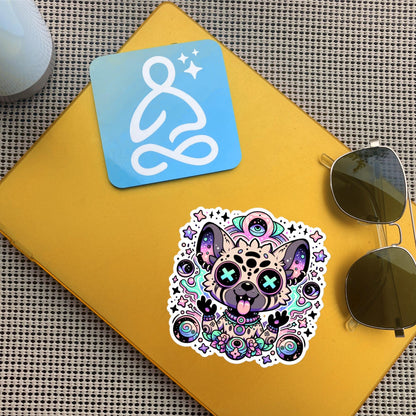 DMT Trippy Pastel Goth Creepy Cute Hyena Waterproof Vinyl Sticker