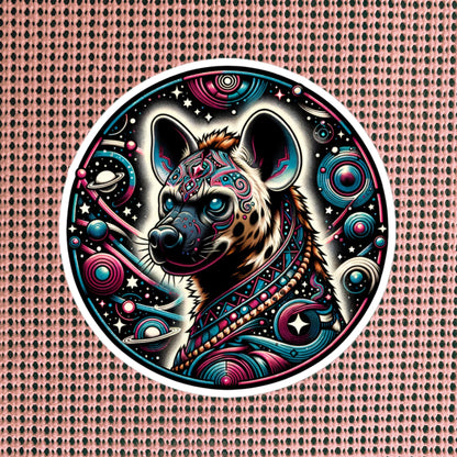 Cosmic Dystopian Futuristic Colorful Weirdcore Hyena Sticker