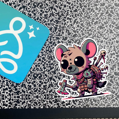 Dystopian Creepy Cute Weirdcore Zombie Hyena Kawaii Waterproof Vinyl Sticker