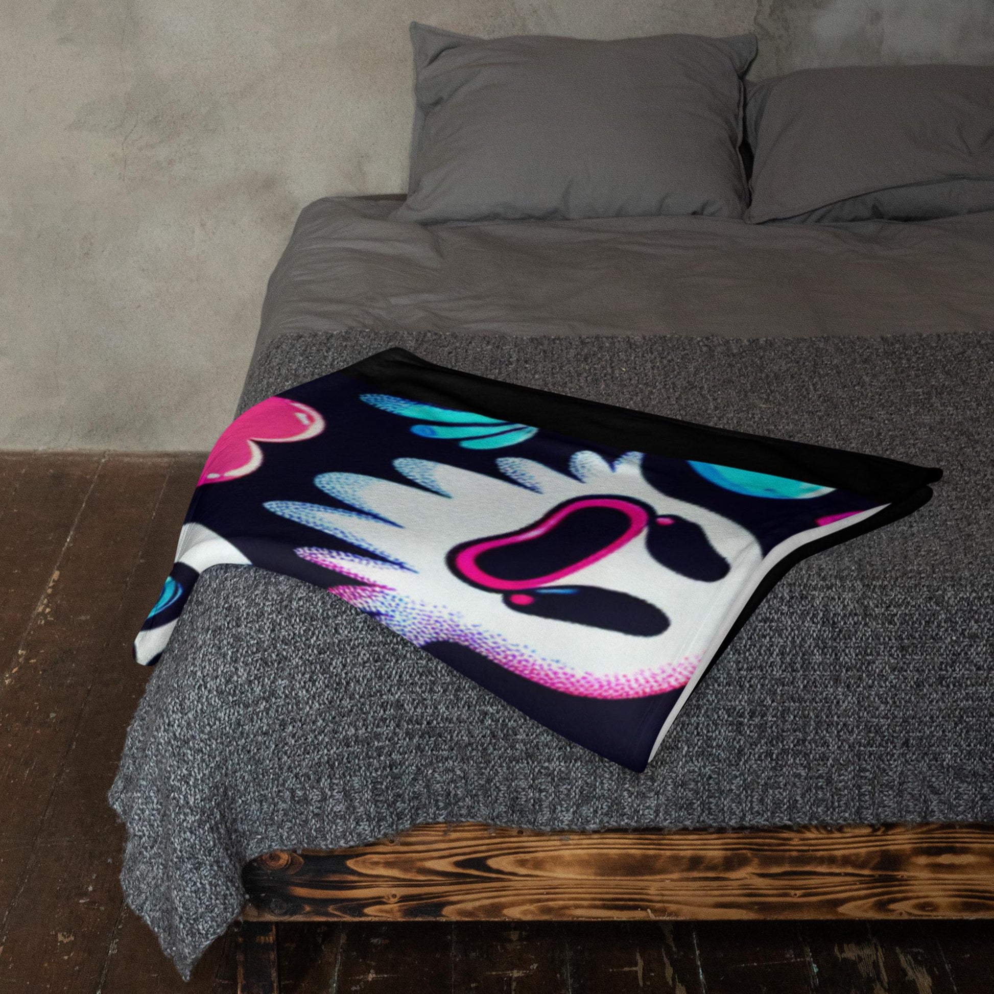 Halloween Clowncore Neon Goth Horror Throw Blanket Y2K Grunge Room Decor