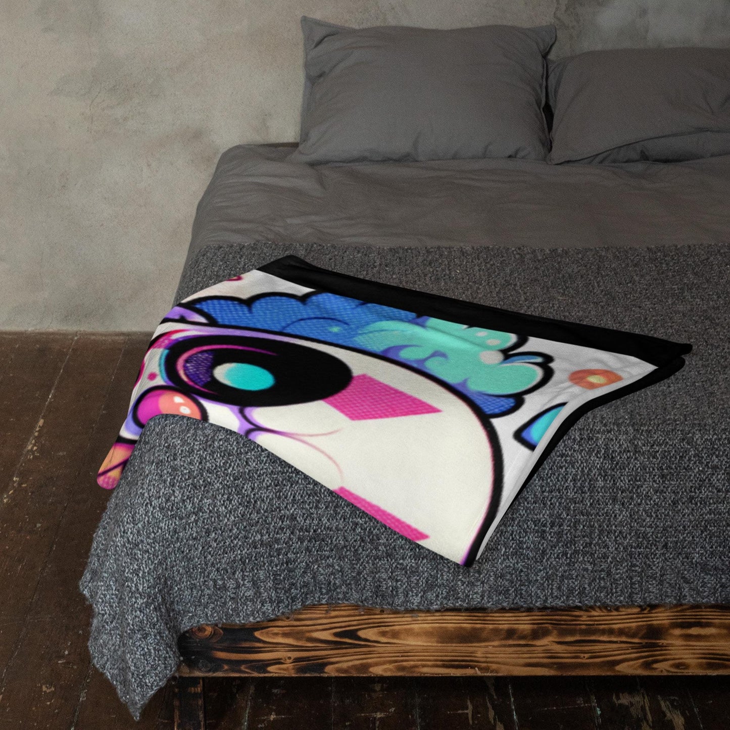 Clowncore Haunted Hyena Halloween Throw Blanket Grunge Y2K Pastel Goth Decor