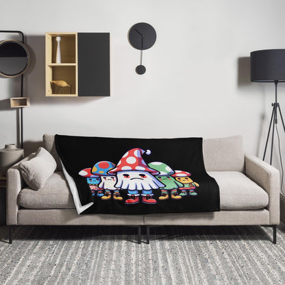 Weirdcore Mushroom Ghost Gang Throw Blanket Halloween Grunge Goth Room Decor