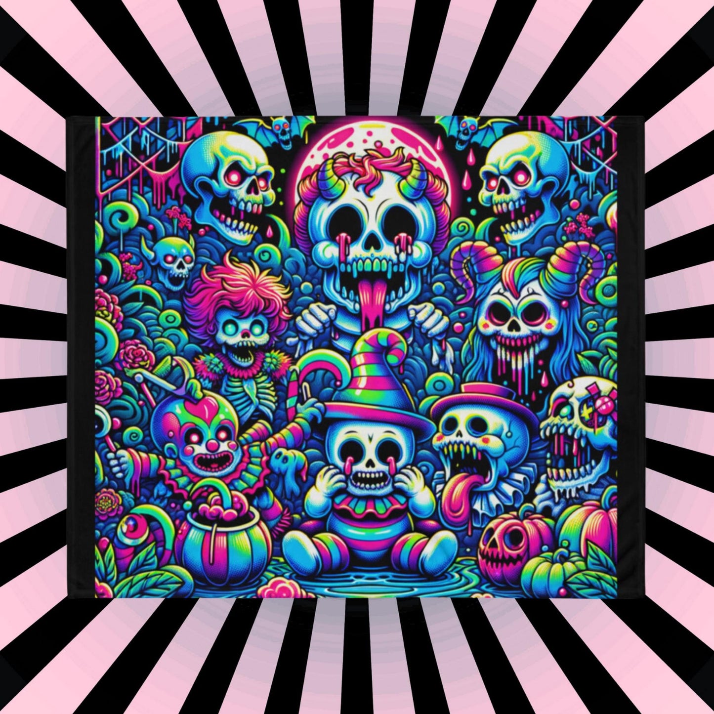 Blanket Candy Gore Halloween Y2K Grunge Throw Blanket Neon Goth Horror Gothic Room Decor