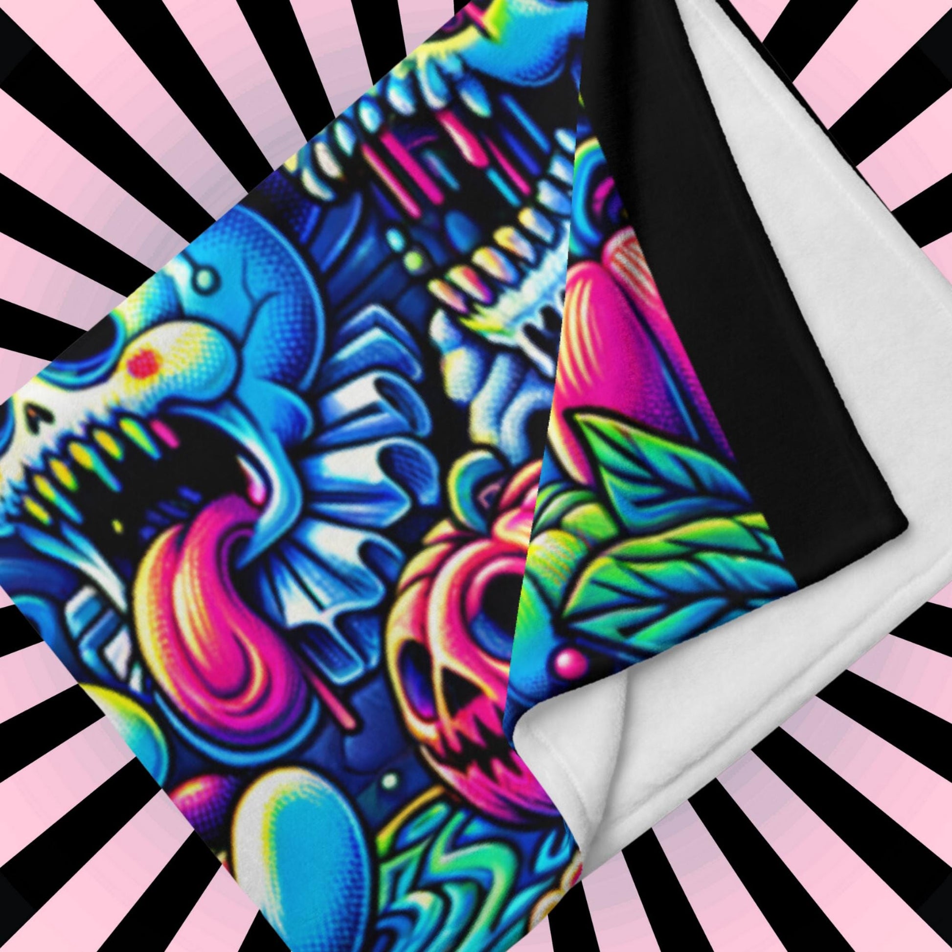 Blanket Candy Gore Halloween Y2K Grunge Throw Blanket Neon Goth Horror Gothic Room Decor