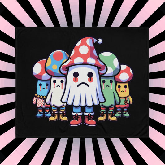 Blanket Weirdcore Mushroom Ghost Gang Throw Blanket Halloween Grunge Goth Room Decor