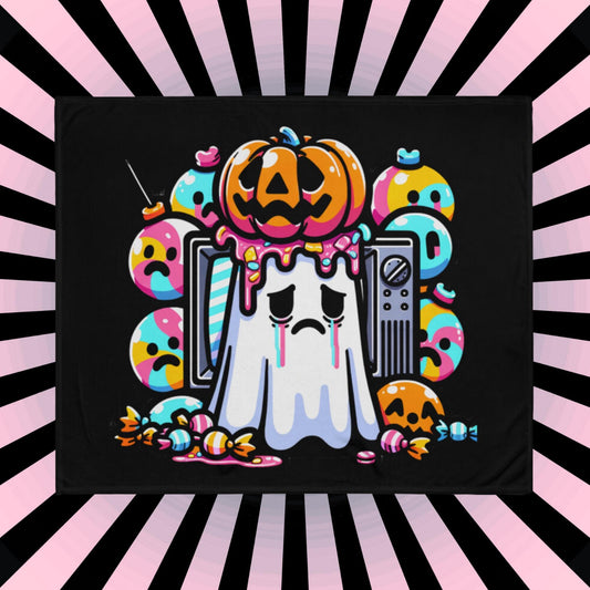 Blanket Y2K Grunge Halloween Sad Ghost TV Throw Blanket Weirdcore Gothic Room Decor