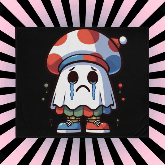 Blanket Crying Ghost in Mushroom Hat Halloween Throw Blanket Weirdcore Cute Ghost Room Decor