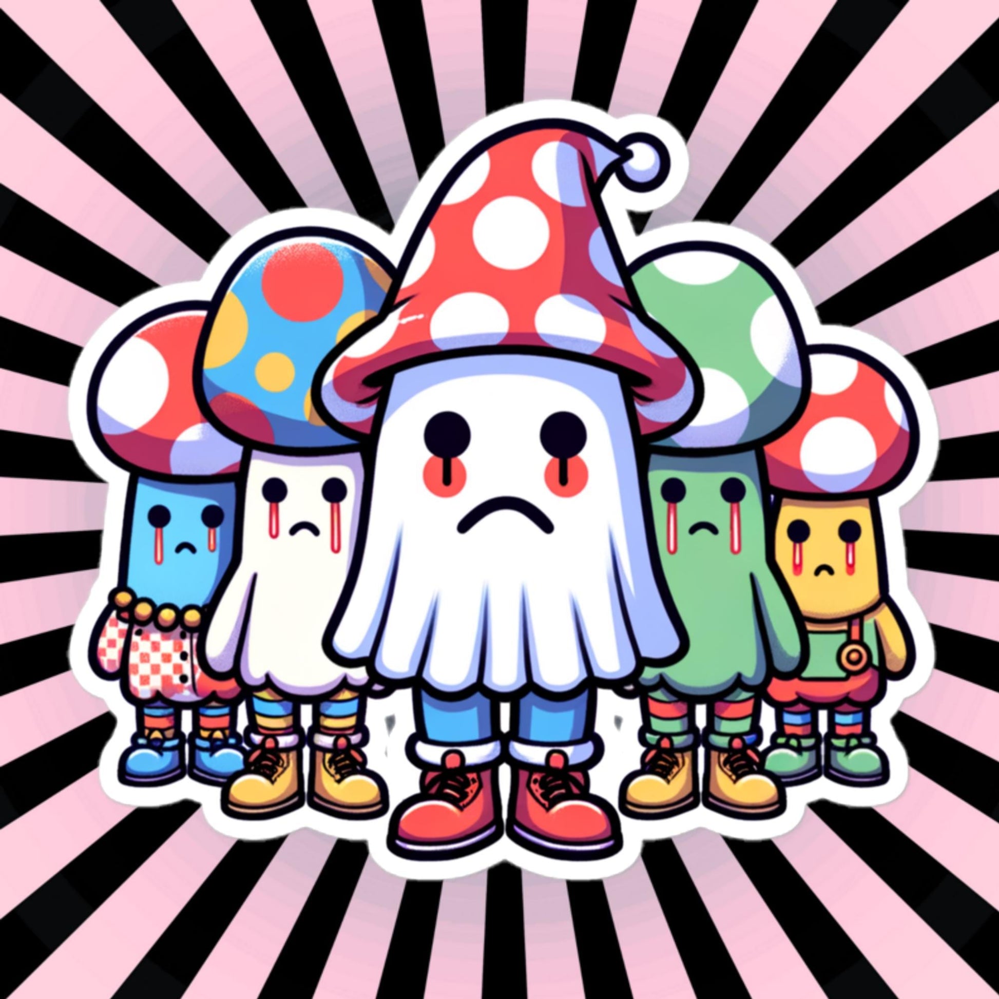 Sticker Sad Little Ghost Gang Waterproof Vinyl Sticker Halloween Creepy Cute Gift