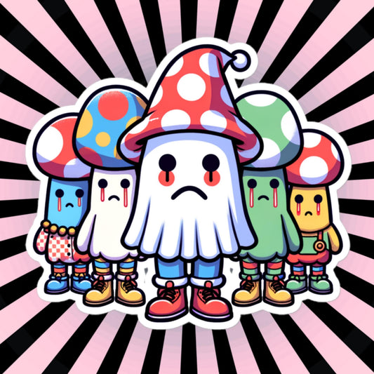 Sticker Sad Little Ghost Gang Waterproof Vinyl Sticker Halloween Creepy Cute Gift