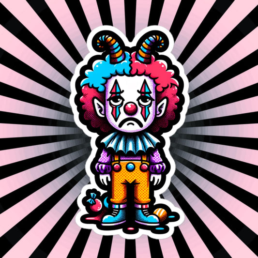 Weird Sad Clown Sticker Halloween Clowncore Weirdcore Waterproof Vinyl Sticker