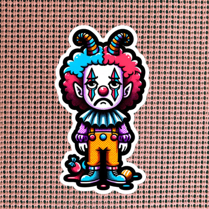 Weird Sad Clown Sticker Halloween Clowncore Weirdcore Waterproof Vinyl Sticker