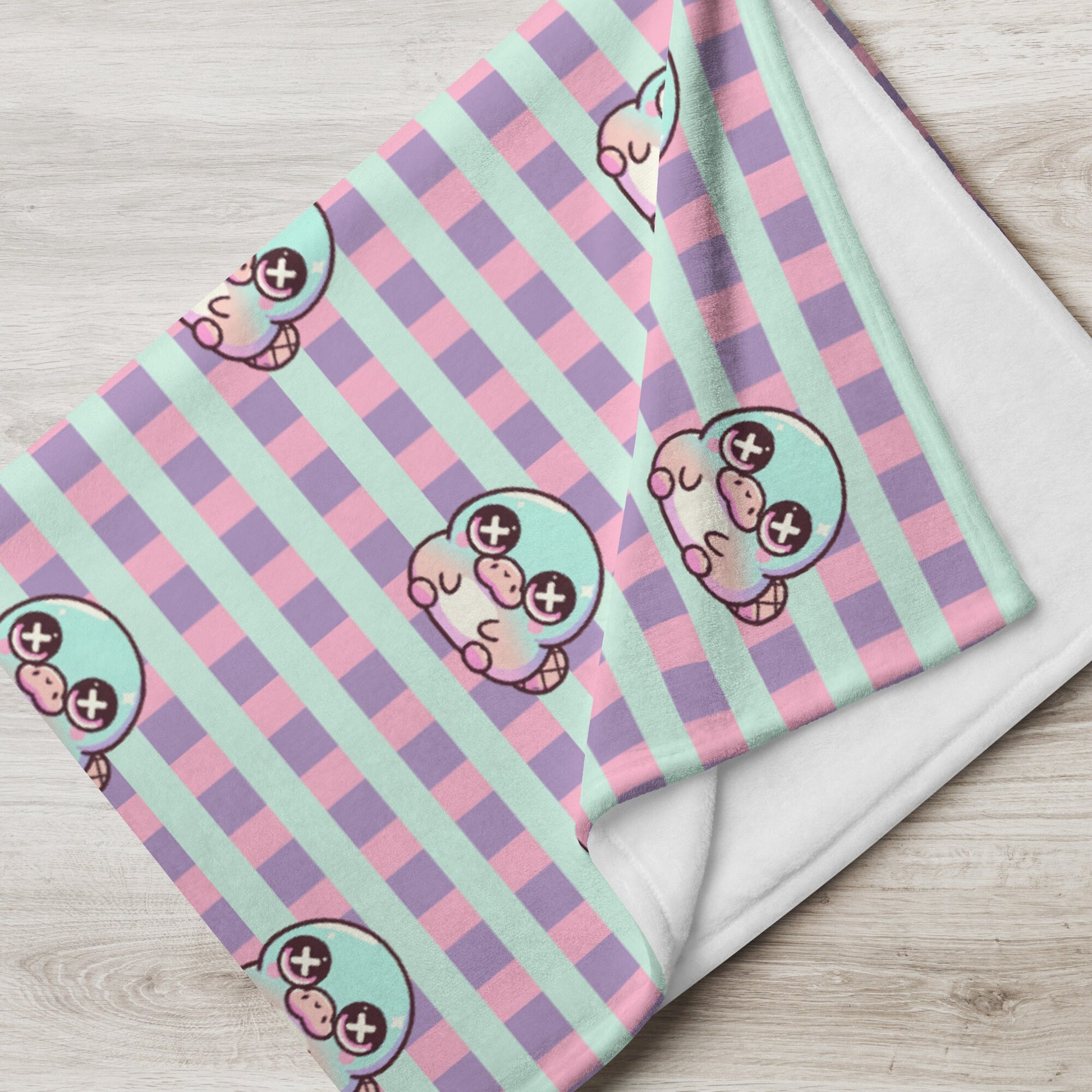 Creepy Cute Weirdcore Platypus Pattern Pastel Goth Grunge Throw Blanket for Couch, Bed, Snuggling, Cozy Gift