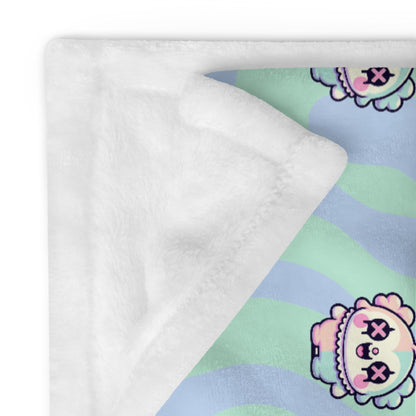 Creepy Cute Clowncore Weirdcore Hyena & Clown Friends Pattern Pastel Goth Grunge Throw Blanket for Couch, Bed, Snuggling, Cozy Gift