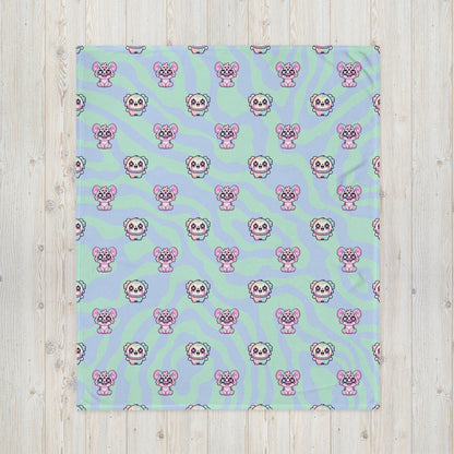 Creepy Cute Clowncore Weirdcore Hyena & Clown Friends Pattern Pastel Goth Grunge Throw Blanket for Couch, Bed, Snuggling, Cozy Gift