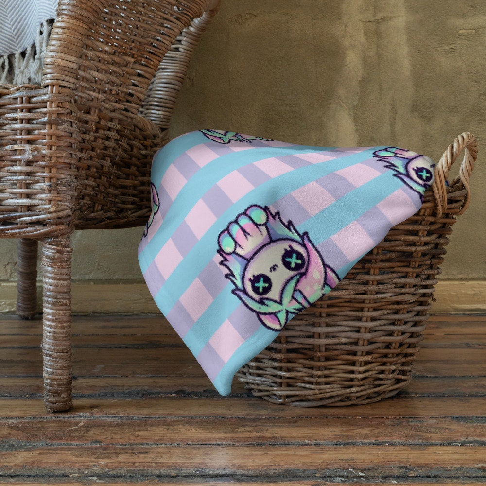 Creepy Cute Weirdcore Grunge Unicorn Pattern Pastel Goth Grunge Throw Blanket for Couch, Bed, Snuggling, Cozy Gift