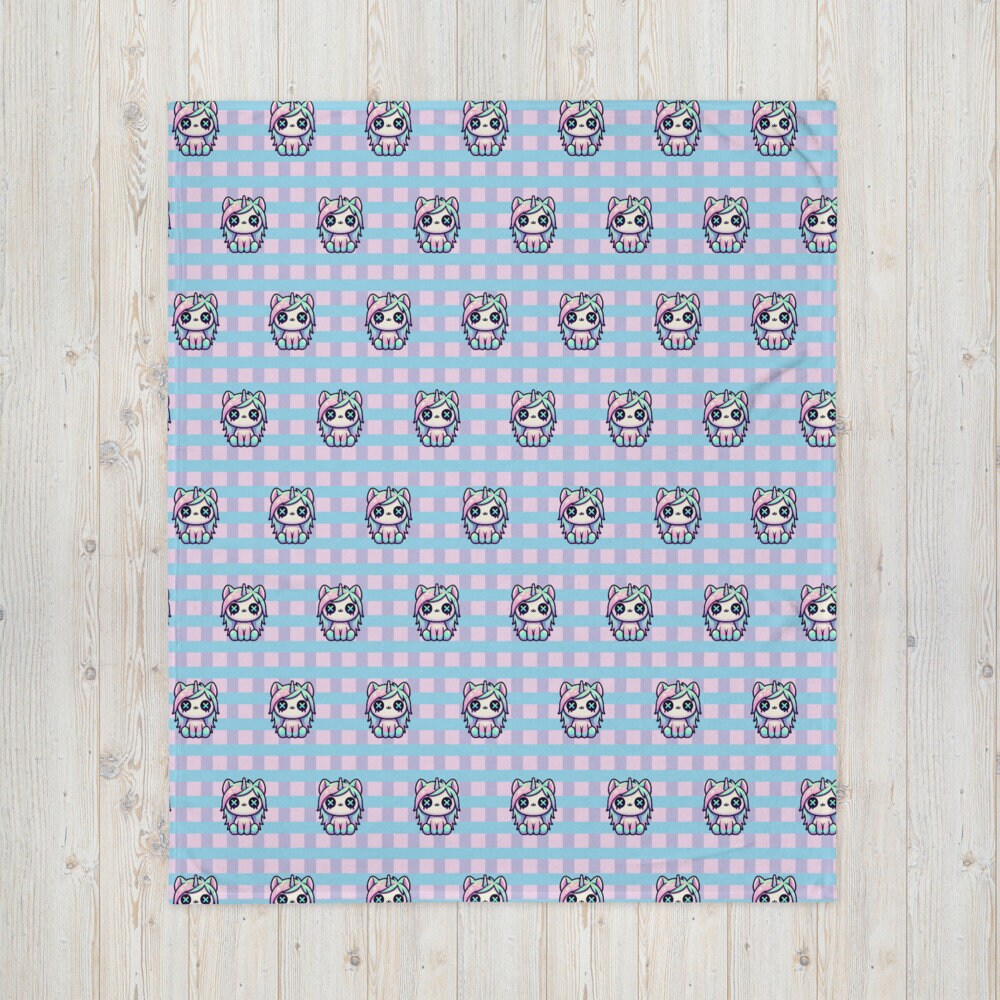 Creepy Cute Weirdcore Grunge Unicorn Pattern Pastel Goth Grunge Throw Blanket for Couch, Bed, Snuggling, Cozy Gift